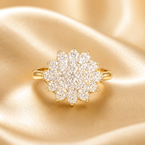 Luxury 14K <b>Gold</b> Women <b>Ring</b> with Floral Stone Cluster Premium Wedding Party Wear Jewelry Collection - Product Image 3