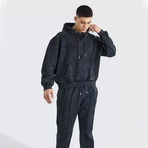 ชุดเซ็ตเสื้อฮู้ดดี้ทรงโอเวอร์ไซส์สไตล์วินเทจพร้อมกางเกงขายาวสำหรับผู้ชาย ชุดลำลองสไตล์สตรีทแฟชั่น เหมาะสำหรับออกกำลังกายและวิ่งจ๊อกกิ้ง - Product Image 6