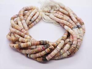 AAA Natural Pink Opal Heishi Tyre Shape <b>Beads</b> 8-9MM Shaded Opal Wheel <b>Beads</b> 16 Inch Pink Opal Shaded Wheel <b>Beads</b> For Jewelry - Product Image 2