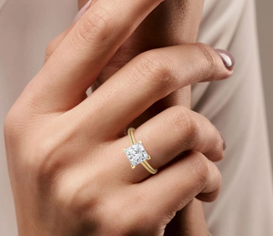 14K Gold 1 CT Princess Cut Lab Grown Diamond Prong Setting <b>Solitaire</b> Engagement <b>Ring</b> Yellow Gold Luxury Classic Jewelry - Product Image 6