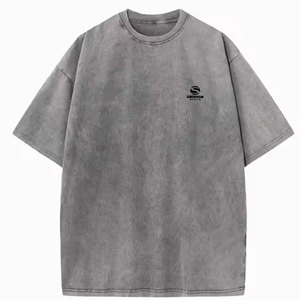 Mens <b>Acid</b> Wash Oversized T Shirt 100% Cotton 280-300 GSM Heavyweight Vintage Washed <b>Drop</b> Shoulder Streetwear Custom Logo Tee - Product Image 5