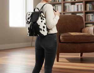 Genuine Cowhide Leather Hair On Backpack Travel Laptop Rucksack Vintage School Bag Handmade Durable LHBP-0030 - Product Image 2