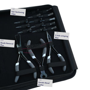 Kit d'outils pour extensions capillaires : Pince à micro-perles, Pince à sertir, Crochet de tirage, Enfileur de boucles, Pince pour extensions à bandes, Coupe-adhésif, Aiguilles courbées - Product Image 4