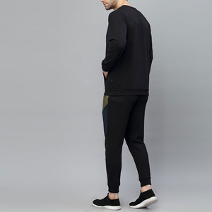Ensemble de survêtement d'hiver pour homme grande taille, uni, respirant, léger, décontracté, manches longues, col rond, 2 pièces, 100% coton - Product Image 4