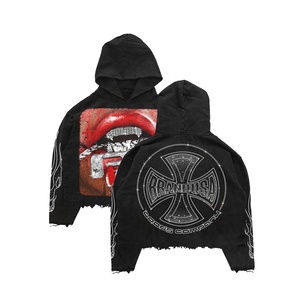 ODM hommes 100% coton pull à capuche surdimensionné multicolore strass Logo personnalisé polaire sweats à capuche hiver solide - Product Image 1