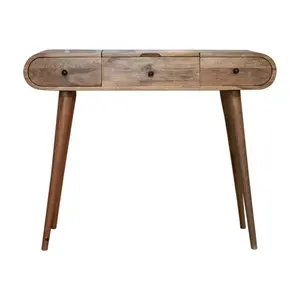 طاولة بتصميم حديث وبسيط من ثلاث أدراج مع وحدة تخزين مع أرجل خشبية قابلة للجر منتجات سائبة