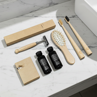 Kit de salle de bain en bambou biodégradable de luxe 5 étoiles avec logo personnalisé Hanmir, articles de toilette jetables pour hôtel, voyage et invités