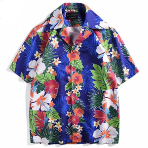 Chemise hawaïenne à manches courtes boutonnée en rayonne à imprimé intégral pour homme, effet saisissant - Product Image 3