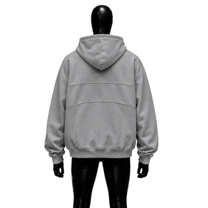 เสื้อฮู้ดดี้โอเวอร์ไซส์สีเทาอ่อนพรีเมียมสำหรับผู้ชาย เสื้อสเวตเชิ้ตผ้าฝ้ายสีพื้น ผ้าเฟรนช์เทอร์รี่ สวมใส่สบายๆ ในฤดูใบไม้ร่วง มีกระเป๋า - Product Image 2