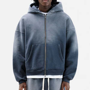 Sweat à capuche zippé premium pour homme en bleu avec poche avant et poignets ajustables pour un confort décontracté, grandes tailles, sweats à capuche pour homme - Product Image 5