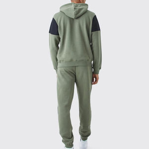 Ensemble sweat à capuche et jogging en molleton pour homme, vert olive, coupe classique, respirant, tricoté, pour l'automne - Product Image 3