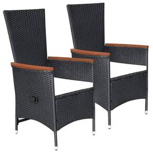 Set da Pranzo in Legno Massello di Acacia con Rattan PE e Acciaio Verniciato a Polvere Nero, Arredamento da Giardino - Product Image 2