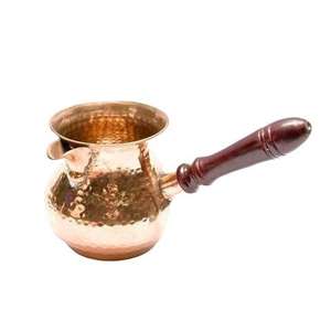 Juego de 2 cafeteras turcas/árabes de latón, las más vendidas, aptas para alimentos, con mango de madera, para usar en la estufa, también para té. - Product Image 5