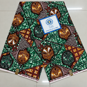 Tissu Ankara africain premium brun turquoise avec motif floral géométrique Art Déco pour femmes - Product Image 6