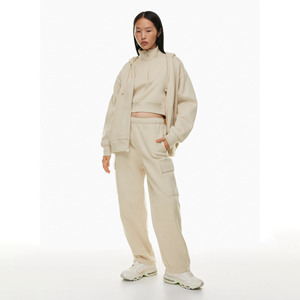 Pantalones Cargo de Mujer de Cintura Alta con Forro Polar, Diseño de Moda 2026, Color Sólido, Estilo Urbano Casual Diario con Bolsillos - Product Image 1