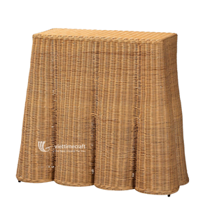 Mesa Consola Moderna de Ratán con Borde Festoneado, Ecológica, de Mimbre, Estrecha, para Entrada y Sala de Estar - Product Image 1