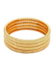 Gold Plated Brass Bangles Set with Flower Design and <b>Crystal</b> Classic Women's Jewelry for Party Occasions - Product Image 5
