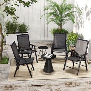 Lot de 4 chaises pliantes noires empilables pour terrasse, salle à manger, sièges polyvalents - Product Image 2
