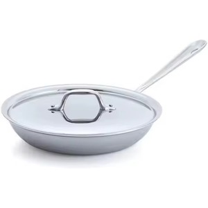 Poêle de cuisson en acier inoxydable épais avec couvercle assorti, poêle à frire professionnelle pour la préparation alimentaire commerciale - Product Image 1