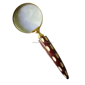 Handmade <b>Magnifying</b> Glass With Mother Of pearl Handle Magnifier with Wooden Handle Metal Magnifing - Product Image 3