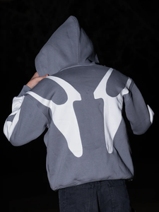 Fire Panel Trending Premium Luxury Men's Autumn Loose Fit Knitted Color Block Pullover Hoodie OEM Service - Product Image 2