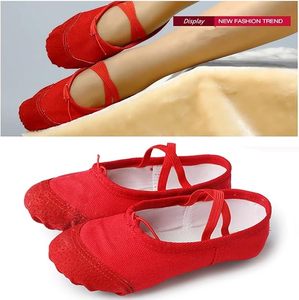 Women's Genuine Leather Ballet Flats Non-Slip Soft Sole Dance <b>Slippers</b> with Easy Drawstring for Dance Class - Product Image 4