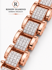 Bracelet à maillons rectangulaires en or rose avec détails micro-pavés en diamant, fermoir sécurisé, bijoux fins modernes pour un usage quotidien - Product Image 5