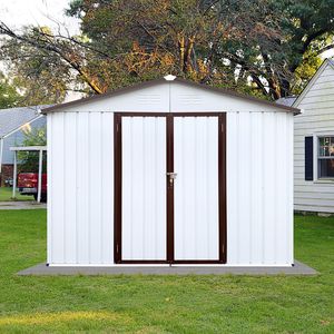 Soluzione per riporre all'aperto in metallo 6 ftx8ft bianco e color caffè - Product Image 4