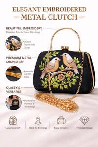 Bolso de Mano Clásico de Terciopelo Bordado con Diseño de Media Luna y Perlas, Elegante Bolso de Noche con Correa de Cadena - Product Image 6