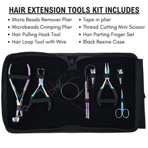 Kit d'outils professionnels pour extensions de cheveux arc-en-ciel avec pince à micro-anneaux, pince à ouvrir les perles et crochet à enfileur de fils, ciseaux - Product Image 2