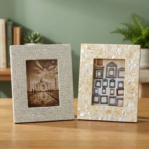 Handmade Mother of Pearl Mosaic Photo <b>Frame</b> Rectangular Tabletop Decorative Picture <b>Frame</b> Elegant Home Office Display - Product Image 6