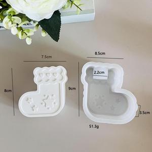 Christmas Stockings Candlestick Aromatherapy Strip Candle Holder Gypsum Resin Candle <b>Silicone</b> Mold - Product Image 6