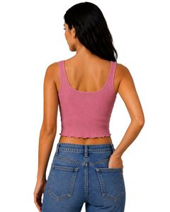 Top corto acanalado rosa para mujer, sin mangas, cuello cuadrado, ajustado, de punto, algodón elástico, moda casual de verano, chaleco personalizado para mujer - Product Image 2