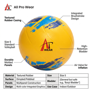 Ballon de volley-ball en caoutchouc texturé à 5 fossettes, taille personnalisée, pour entraînement extérieur sur la plage, pour écoles et clubs, fabricant OEM - Product Image 5