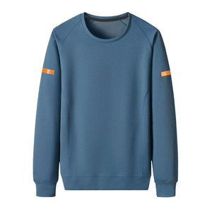 Sweat-shirt à manches raglan bleu pour homme, couleur unie, col rond, tricot décontracté, vêtement d'automne, coupe classique - Product Image 1