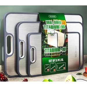 Set di 3 Taglieri in Titanio a Doppia Faccia Non Tossici per Alimenti, Blocchi da Cucina di Grado Alimentare - Product Image 1