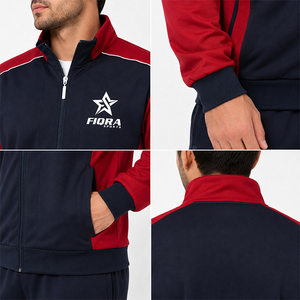 ชุดแจ็คเก็ตแทร็คผู้ชายแบบมีโลโก้สั่งทำปี 2026 สีสันตัดกัน ซิปเต็มตัว ชุดฝึกซ้อม คอตั้ง สำหรับทีมกีฬา ขายส่ง ผู้ผลิต OEM - Product Image 5