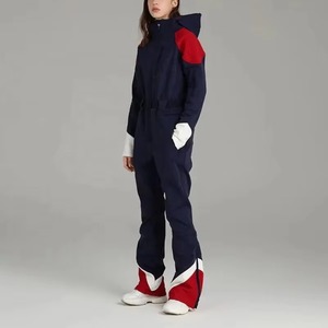 Combinaison de ski pour femme, imperméable, couleur unie, à capuche, avec fermeture éclair, imprimé numérique - Tex - Product Image 3