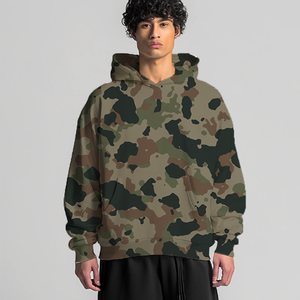 Sudadera con Capucha Azul Camuflaje para Hombre, Corte Holgado, 100% Poliéster, Felpa Francesa, Transpirable, Ropa Casual de Calle, para Otoño - Product Image 2