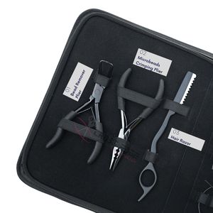 Hair Extension Tools Kit Pulling Loop Hair <b>Hook</b> Sectioning <b>Clips</b> Microbeads Crimping Plier Rat Tail Comb Sharpe Razor Scissor - Product Image 3