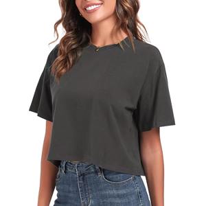 T-shirt pour femme, coupe ample, coupe régulière, 100% coton, séchage rapide, léger, matière confortable pour l'été, style décontracté moderne - Product Image 2