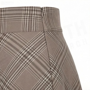 Minifalda a cuadros de cintura alta para mujer, estilo vintage con cordones, tela tejida, moda de otoño - Product Image 5