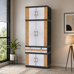Armario/Guardarropa Naiba Fit Pro de Plástico Marrón con Puertas Planas y Cajón para Ropa y Almacenamiento en el Dormitorio - Product Image 1