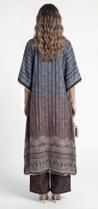 Vestido Kaftán de Poliéster y Seda con Plumas para Mujer, Vestido Largo Maxi, Corte Holgado, Elegante, Modesto y Fluido para Verano, Invierno, Primavera y Otoño - Product Image 3