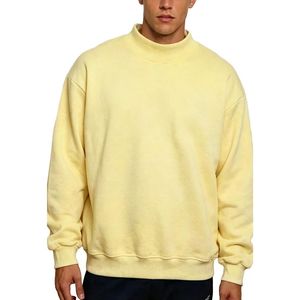 Sudadera de cuello alto para hombre, verde oscuro, personalizada, de corte holgado, manga larga, color liso, informal - Product Image 4