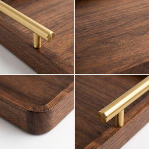Plateau de service artisanal en gros, personnalisé OEM ODM, plateau de service rectangulaire en bois avec poignées en laiton modernes DECORYUG - Product Image 3