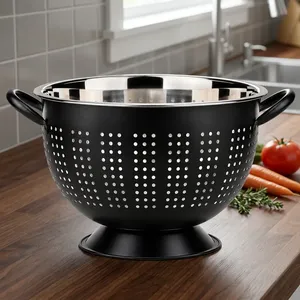 Colador de Acero Inoxidable con Revestimiento Azul y Mango Resistente, Colador de Cocina para Freír Alimentos, para el Hogar, Cocina, Restaurante, Cafetería - Product Image 6