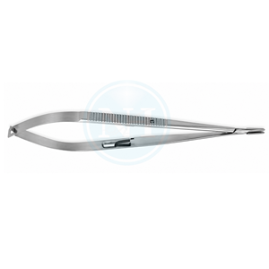 Portaagujas Castroviejo de acero inoxidable, mango plano, mandíbulas con punta de diamante, mandíbulas rectas de 1.2 mm - Product Image 5
