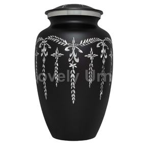 Urnas de cremación de aluminio negro diamante grabado de alta calidad para cenizas humanas bolsa de terciopelo gratis - Product Image 1