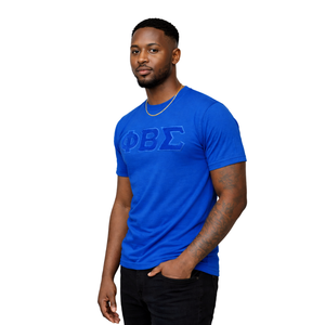 T-shirt en chenille bleu roi uni Phi Beta Sigma pour homme – Tissu premium, coupe confortable – Vêtement décontracté pour fraternité grecque - Product Image 3